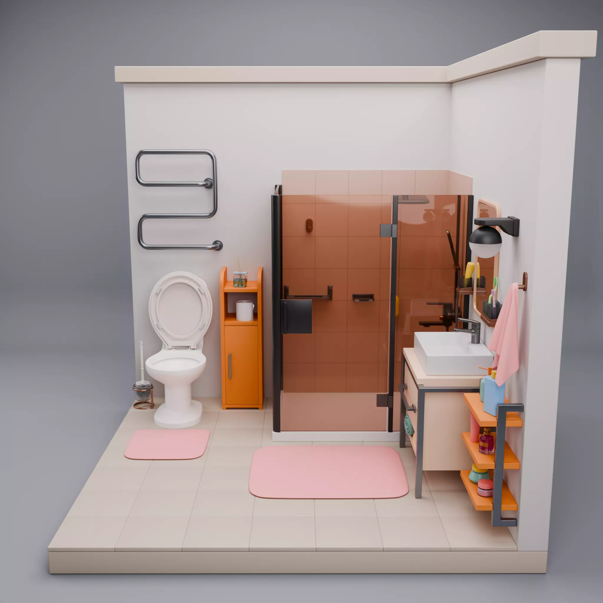 Stylized Isometric Home Pack 8 Modular Rooms Low-poly 3D model_45