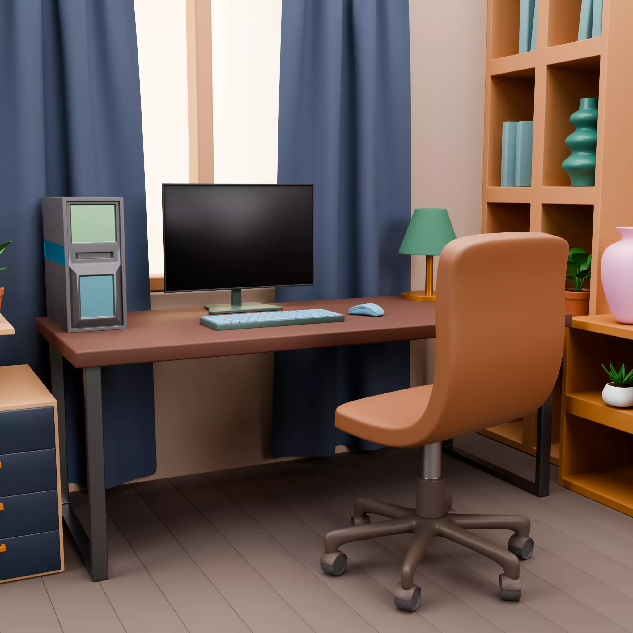 Stylized Isometric Home Pack 8 Modular Rooms Low-poly 3D model_36