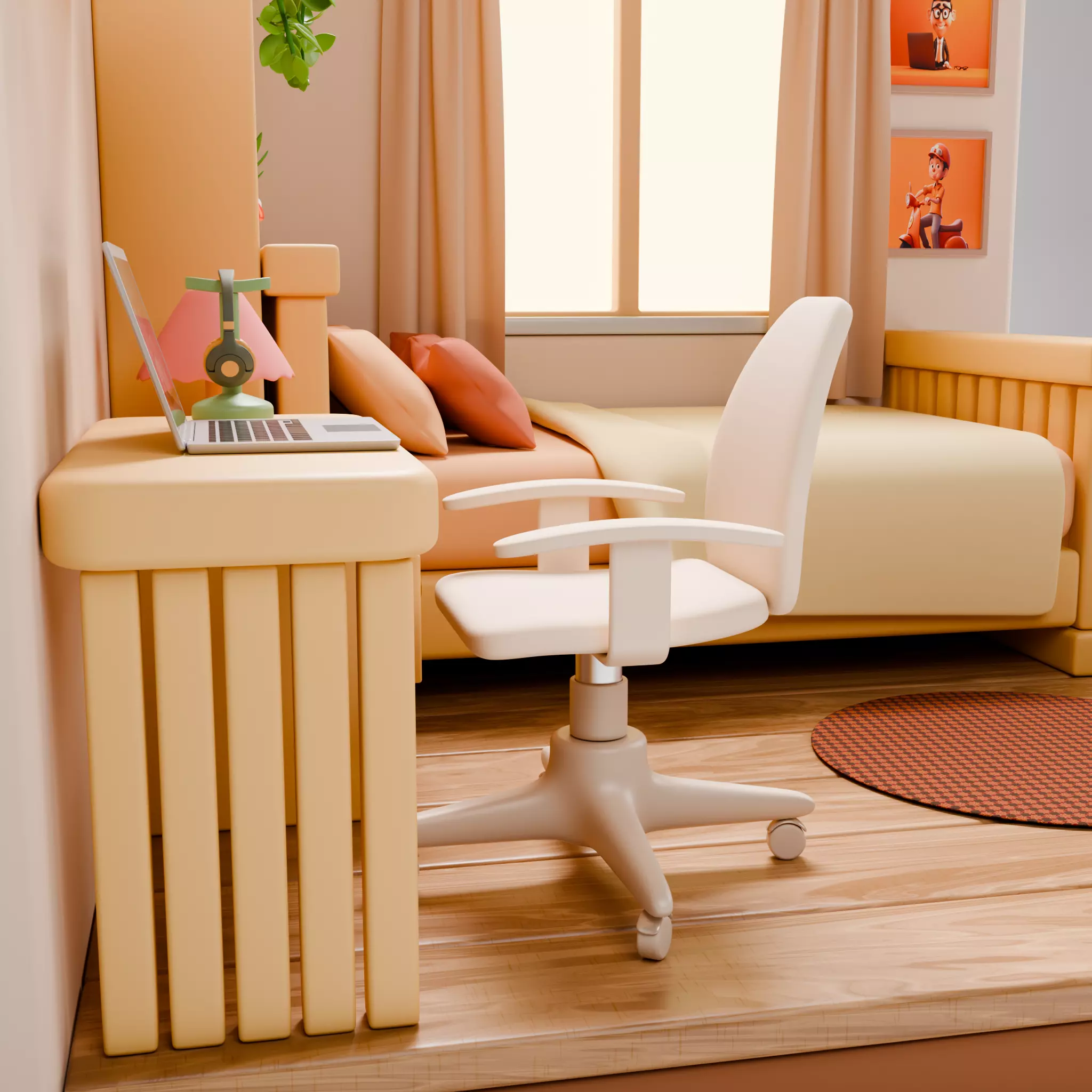 Stylized Isometric Home Pack 8 Modular Rooms Low-poly 3D model_111