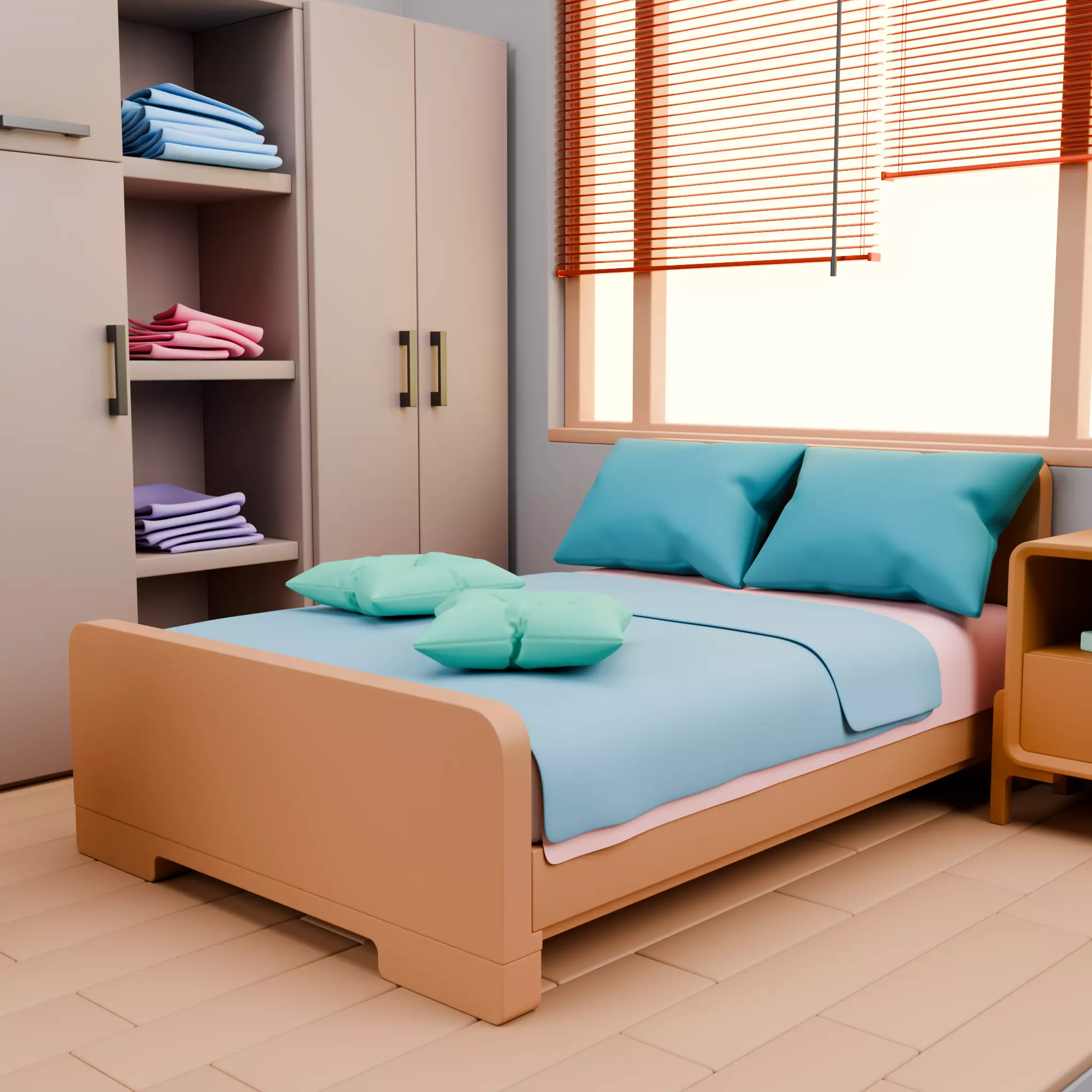 Stylized Isometric Home Pack 8 Modular Rooms Low-poly 3D model_90