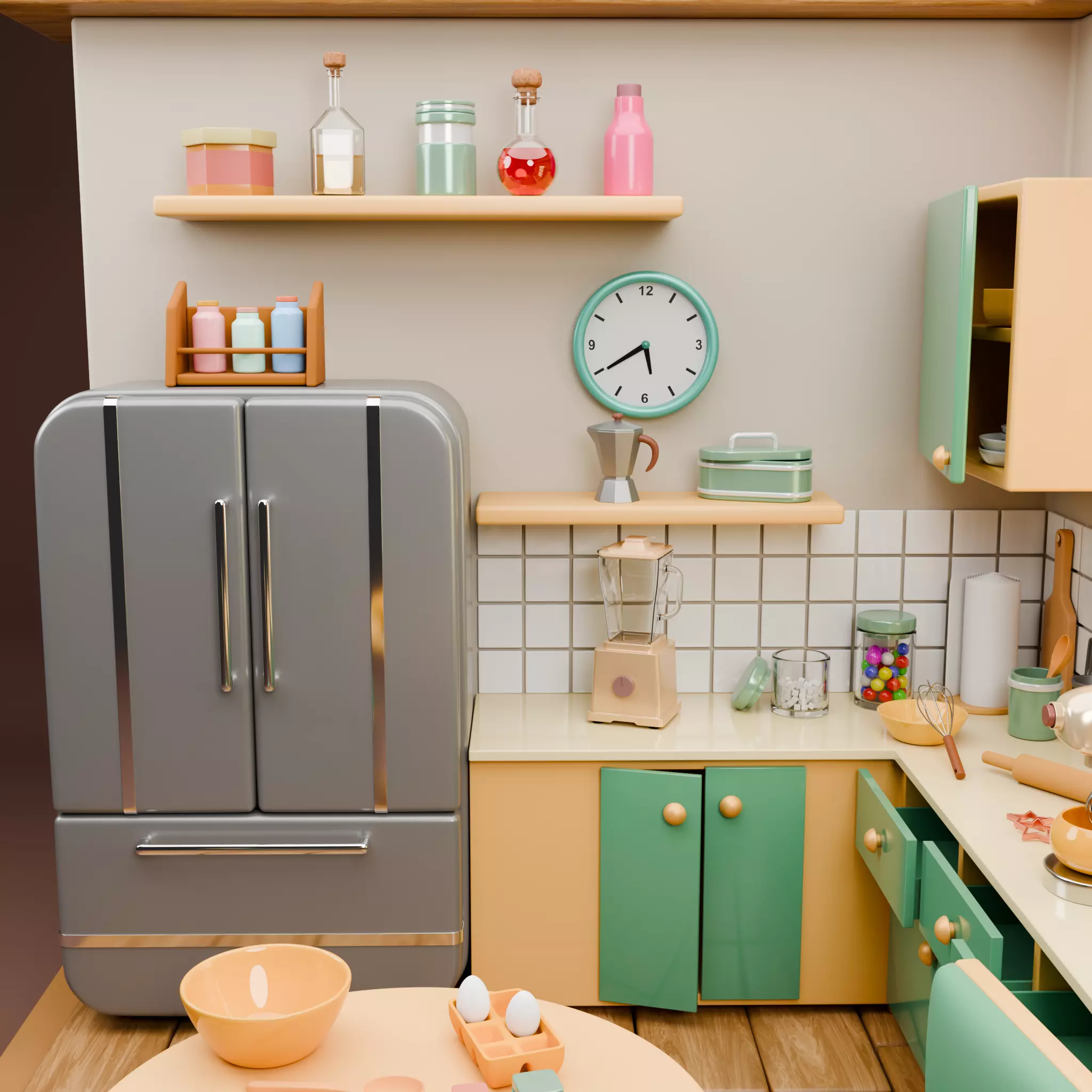 Stylized Isometric Home Pack 8 Modular Rooms Low-poly 3D model_102