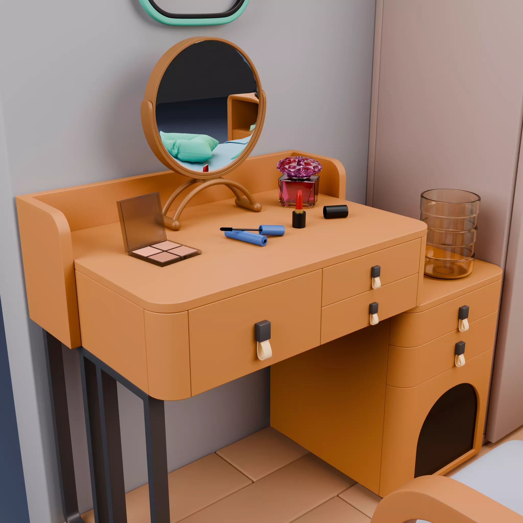 Stylized Isometric Home Pack 8 Modular Rooms Low-poly 3D model_84