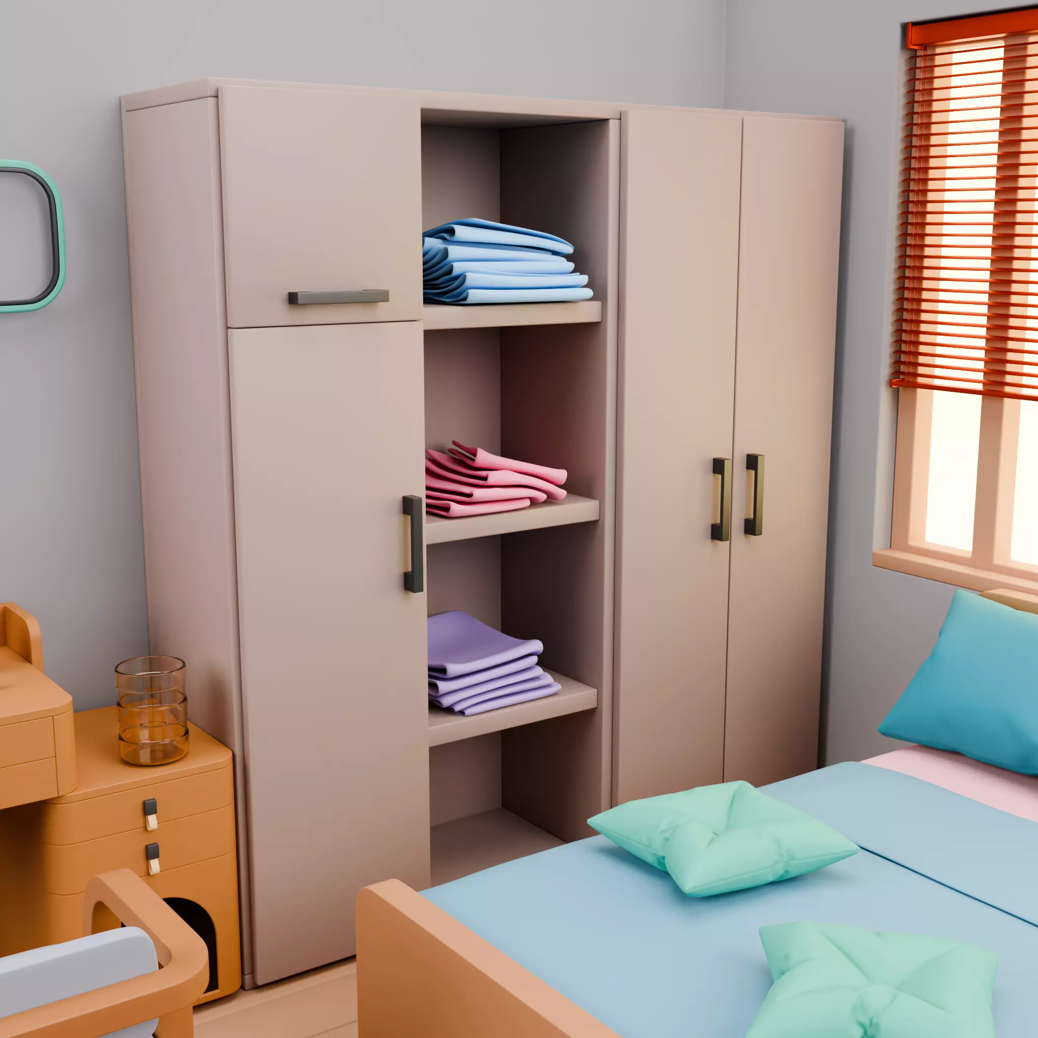 Stylized Isometric Home Pack 8 Modular Rooms Low-poly 3D model_86