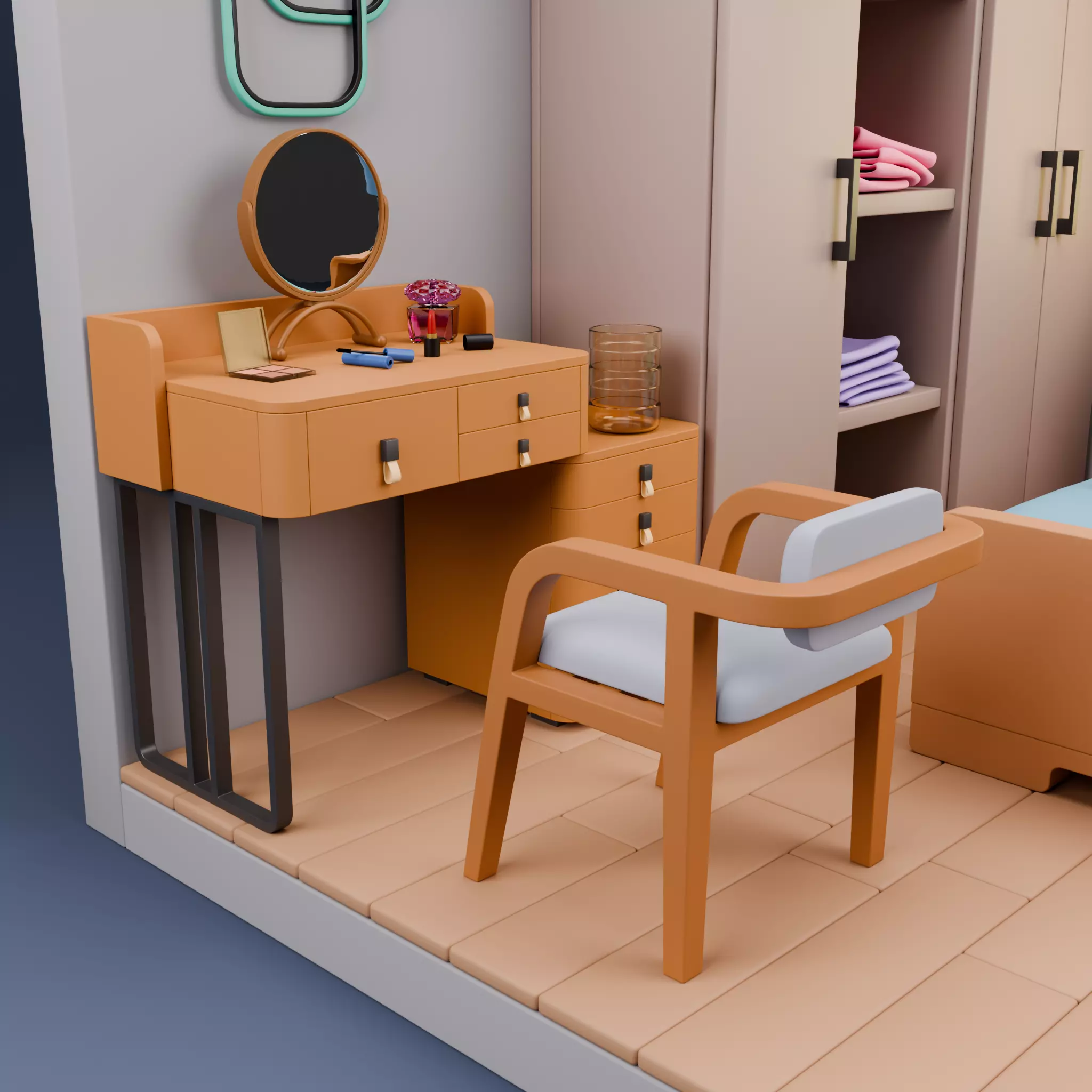 Stylized Isometric Home Pack 8 Modular Rooms Low-poly 3D model_83