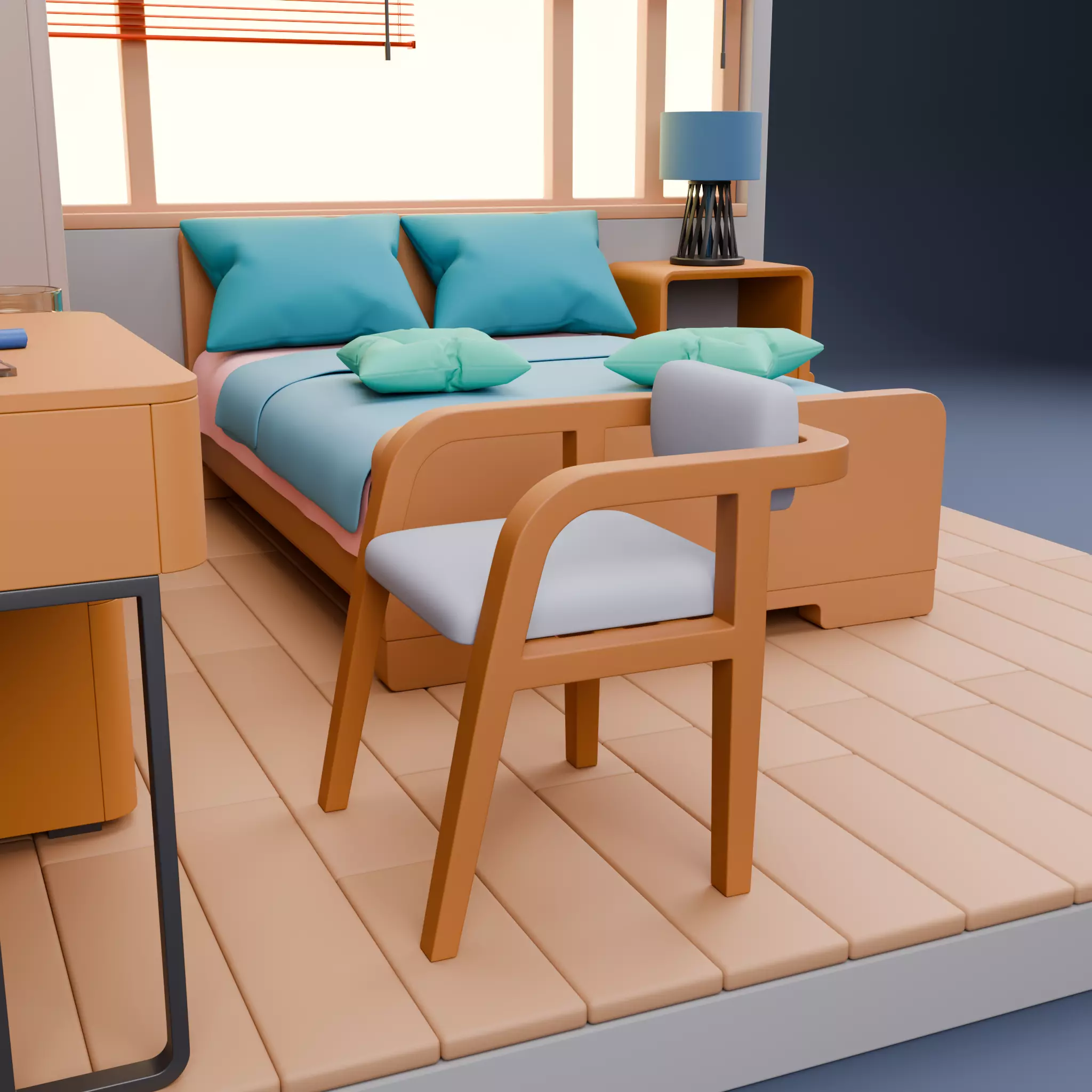 Stylized Isometric Home Pack 8 Modular Rooms Low-poly 3D model_82