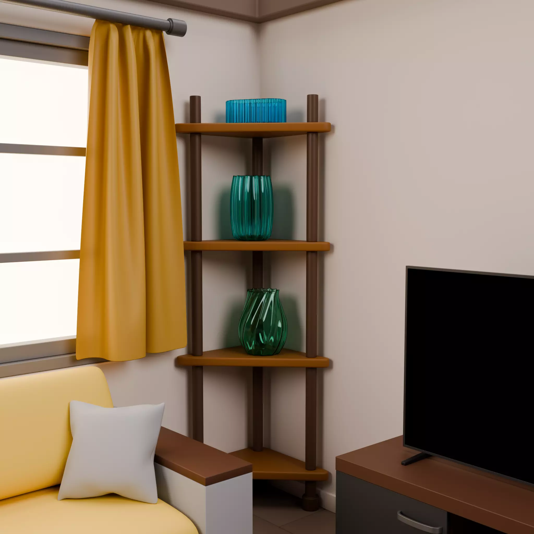 Stylized Isometric Home Pack 8 Modular Rooms Low-poly 3D model_11