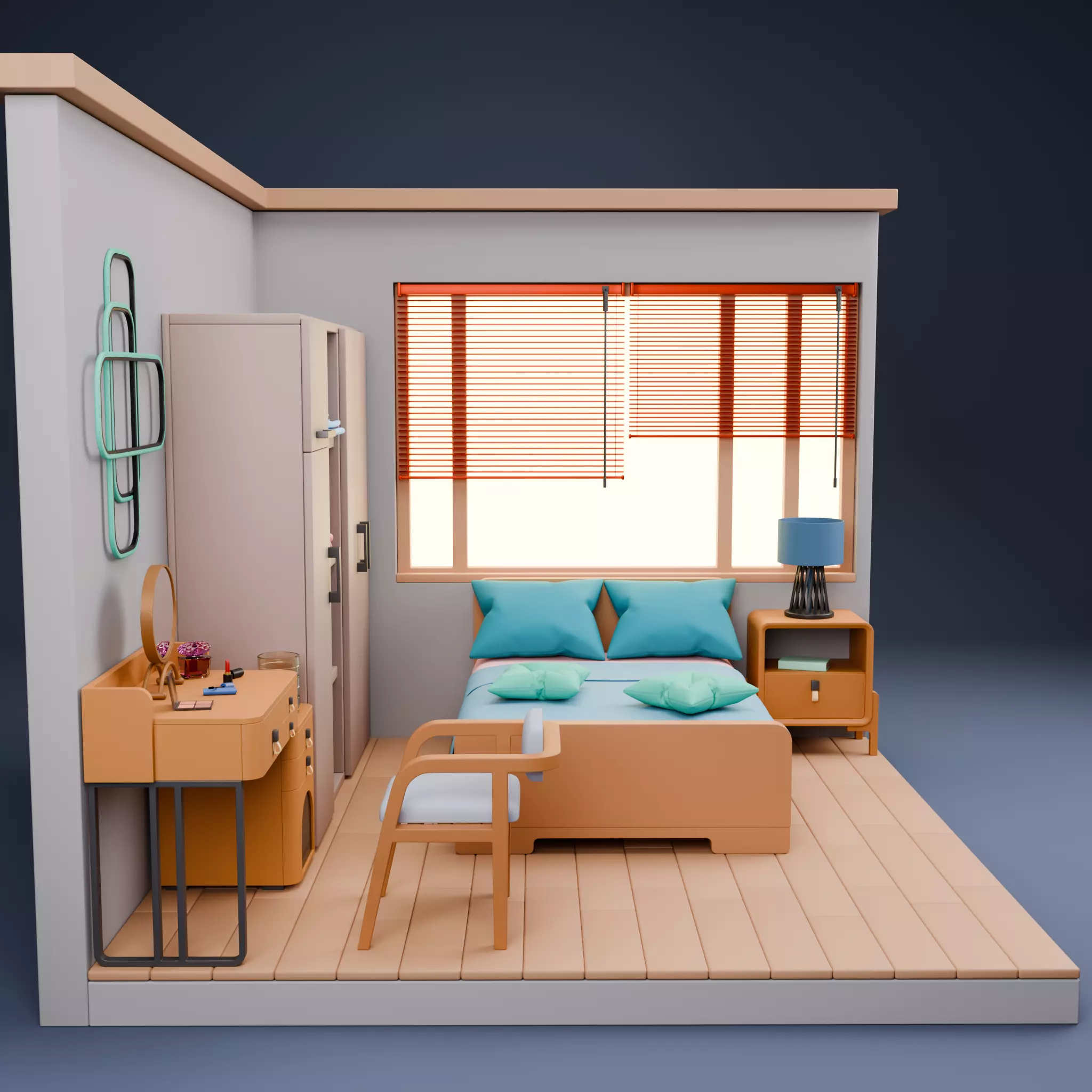 Stylized Isometric Home Pack 8 Modular Rooms Low-poly 3D model_81