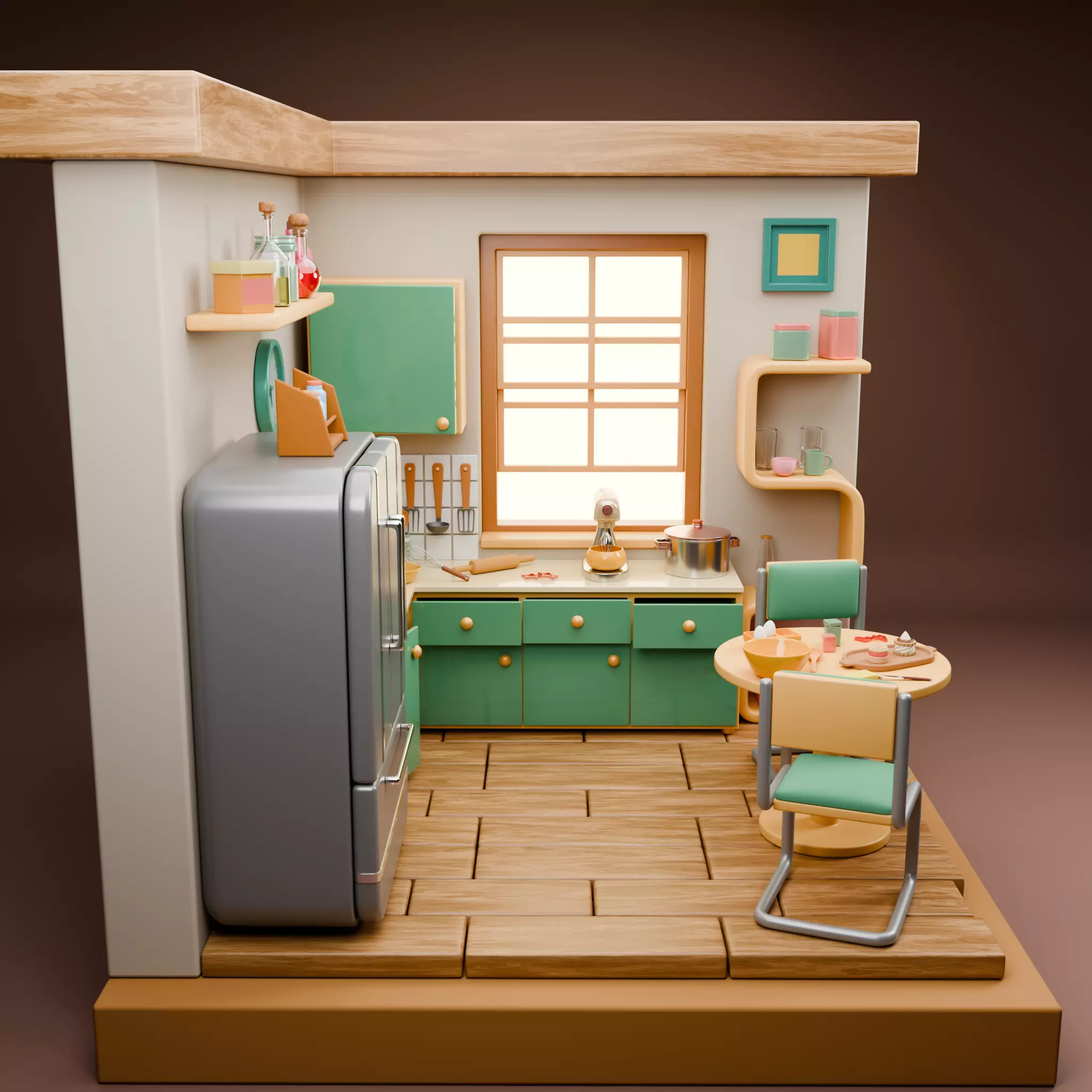 Stylized Isometric Home Pack 8 Modular Rooms Low-poly 3D model_97