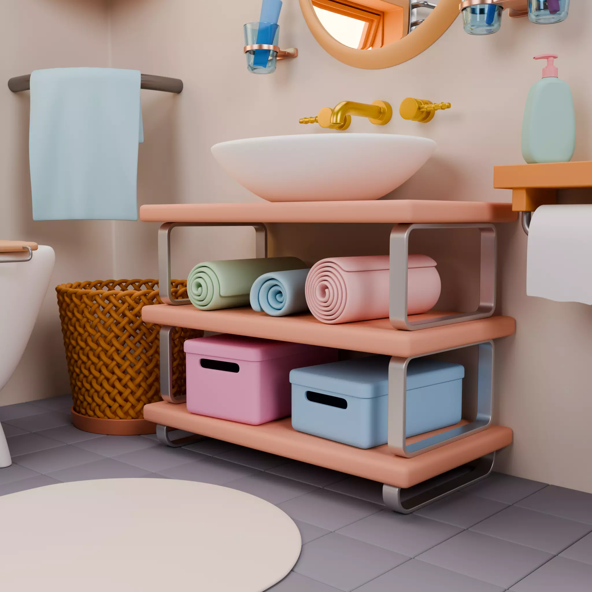 Stylized Isometric Home Pack 8 Modular Rooms Low-poly 3D model_71