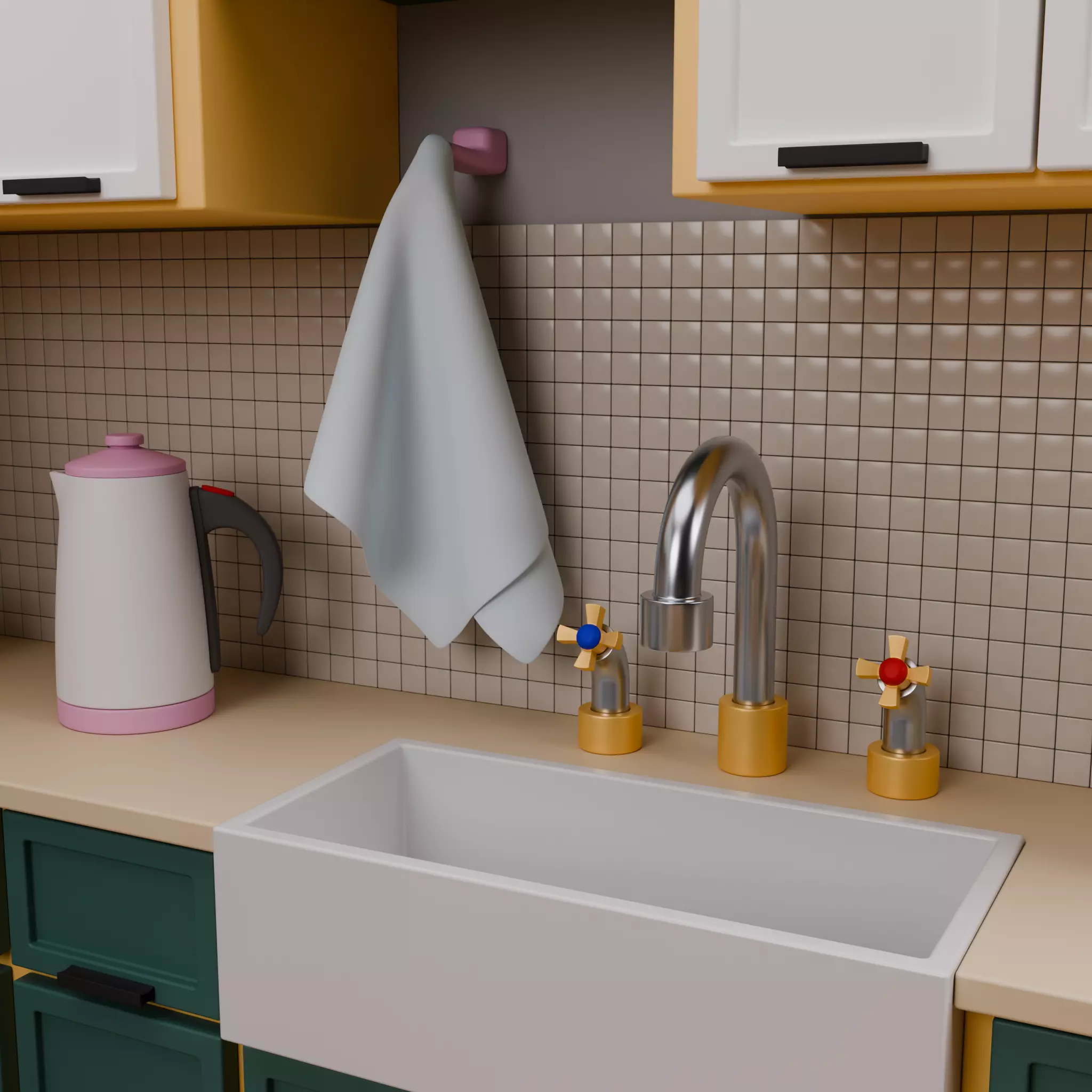 Stylized Isometric Home Pack 8 Modular Rooms Low-poly 3D model_28