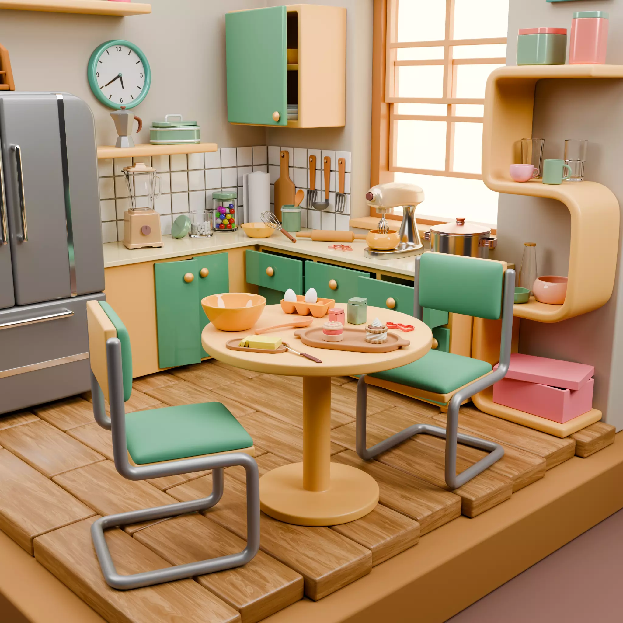 Stylized Isometric Home Pack 8 Modular Rooms Low-poly 3D model_103