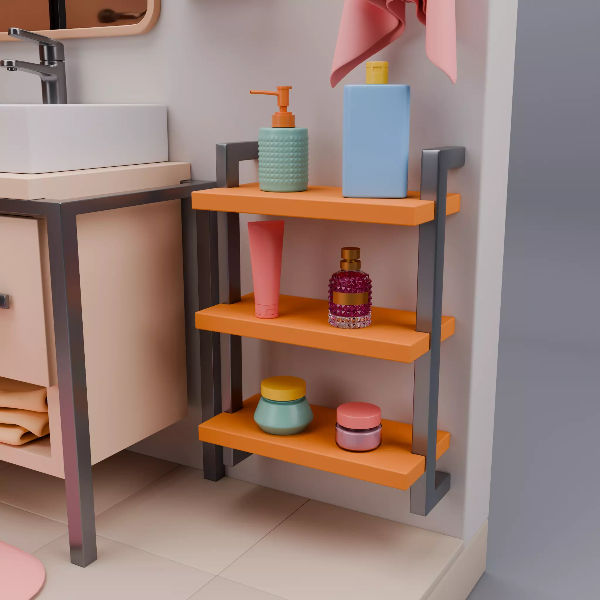 Stylized Isometric Home Pack 8 Modular Rooms Low-poly 3D model_54