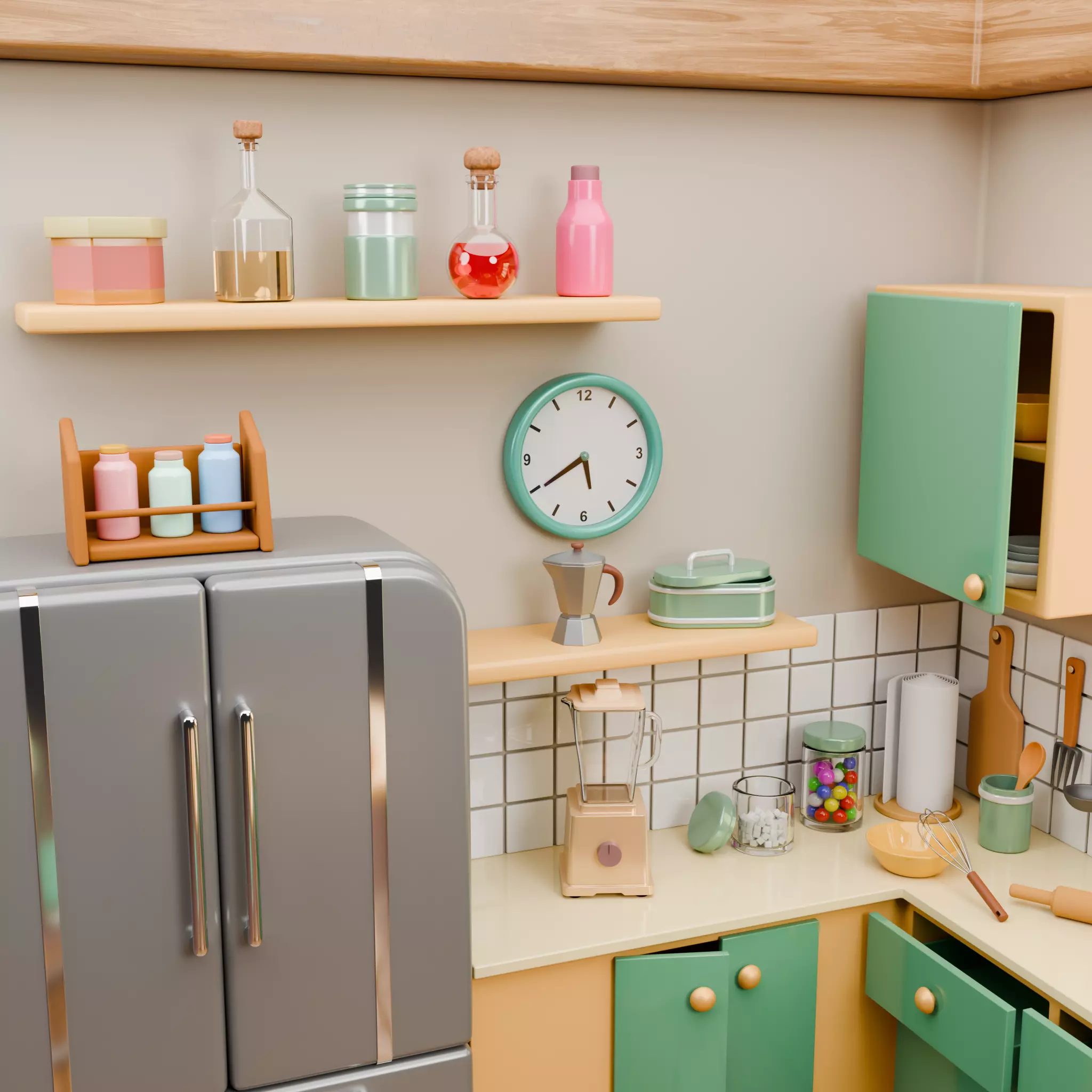 Stylized Isometric Home Pack 8 Modular Rooms Low-poly 3D model_104