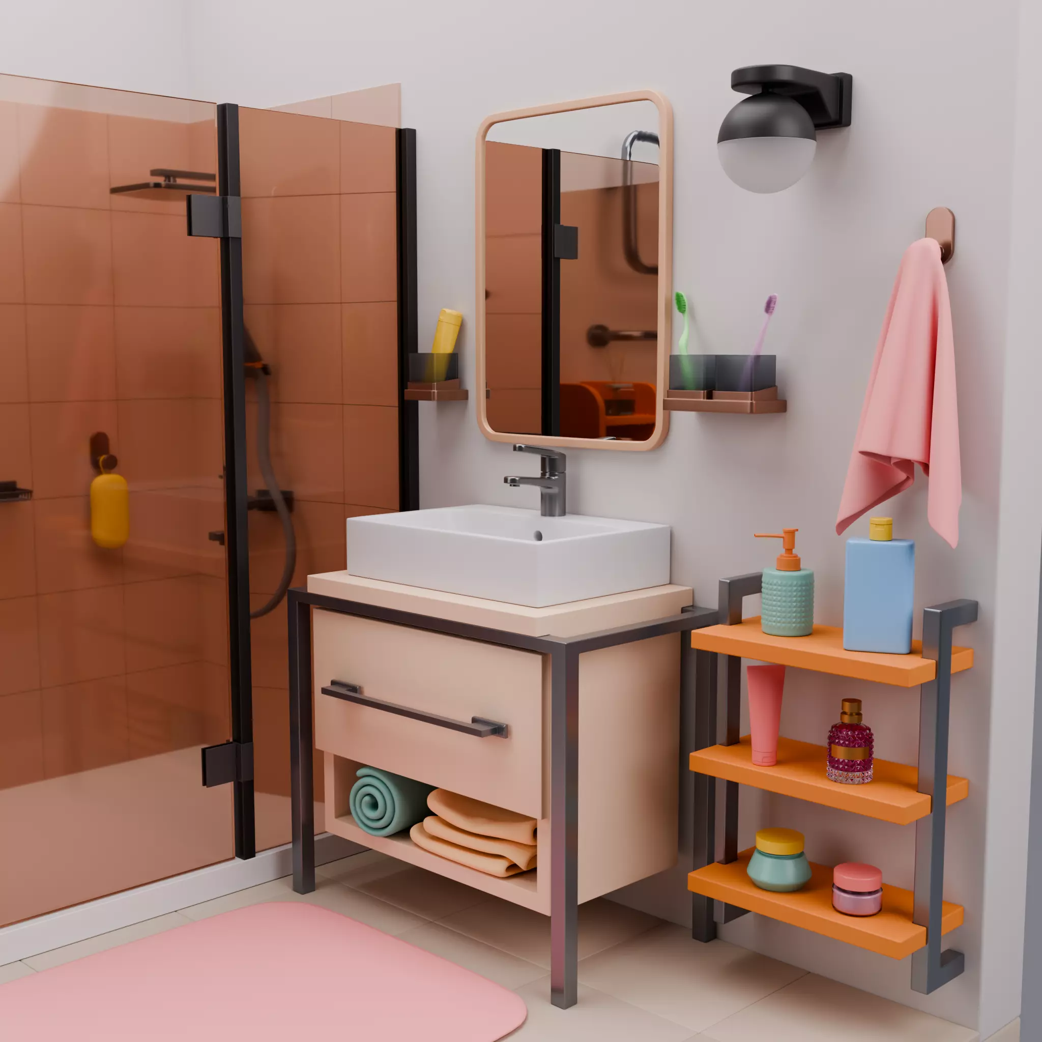 Stylized Isometric Home Pack 8 Modular Rooms Low-poly 3D model_53