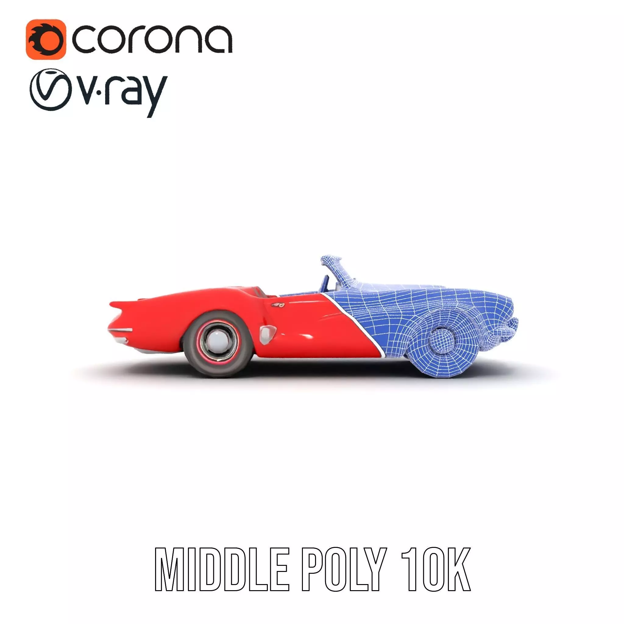 Classic Red Convertible model pack Low-poly 3D model_30