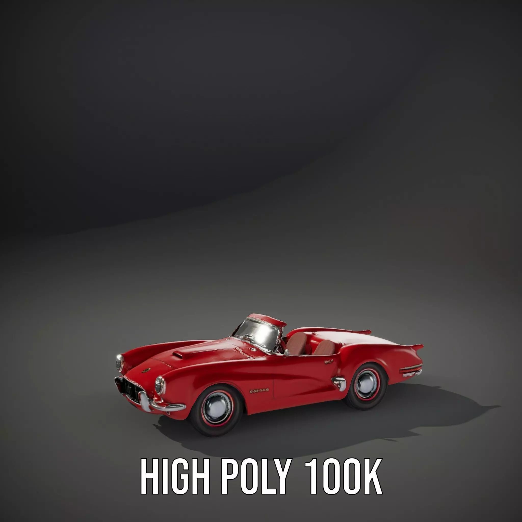 Classic Red Convertible model pack Low-poly 3D model_11