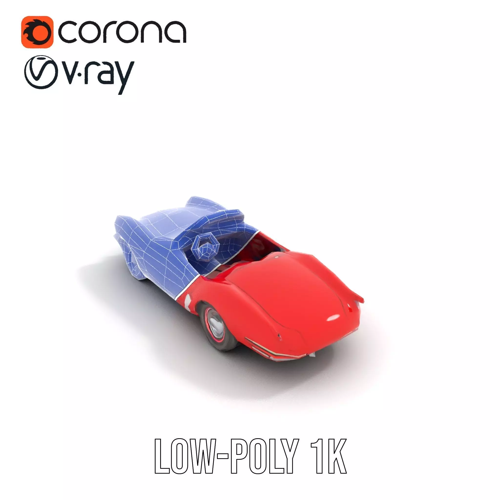 Classic Red Convertible model pack Low-poly 3D model_15