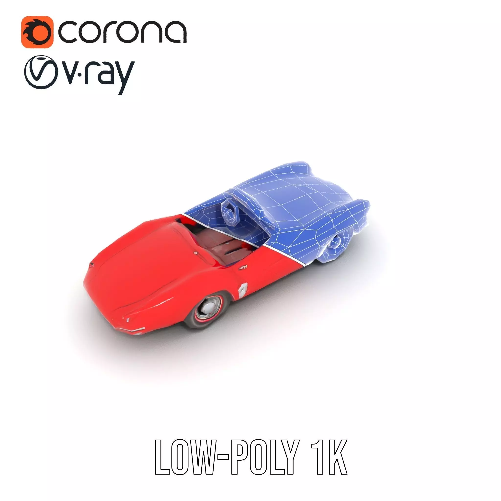 Classic Red Convertible model pack Low-poly 3D model_26