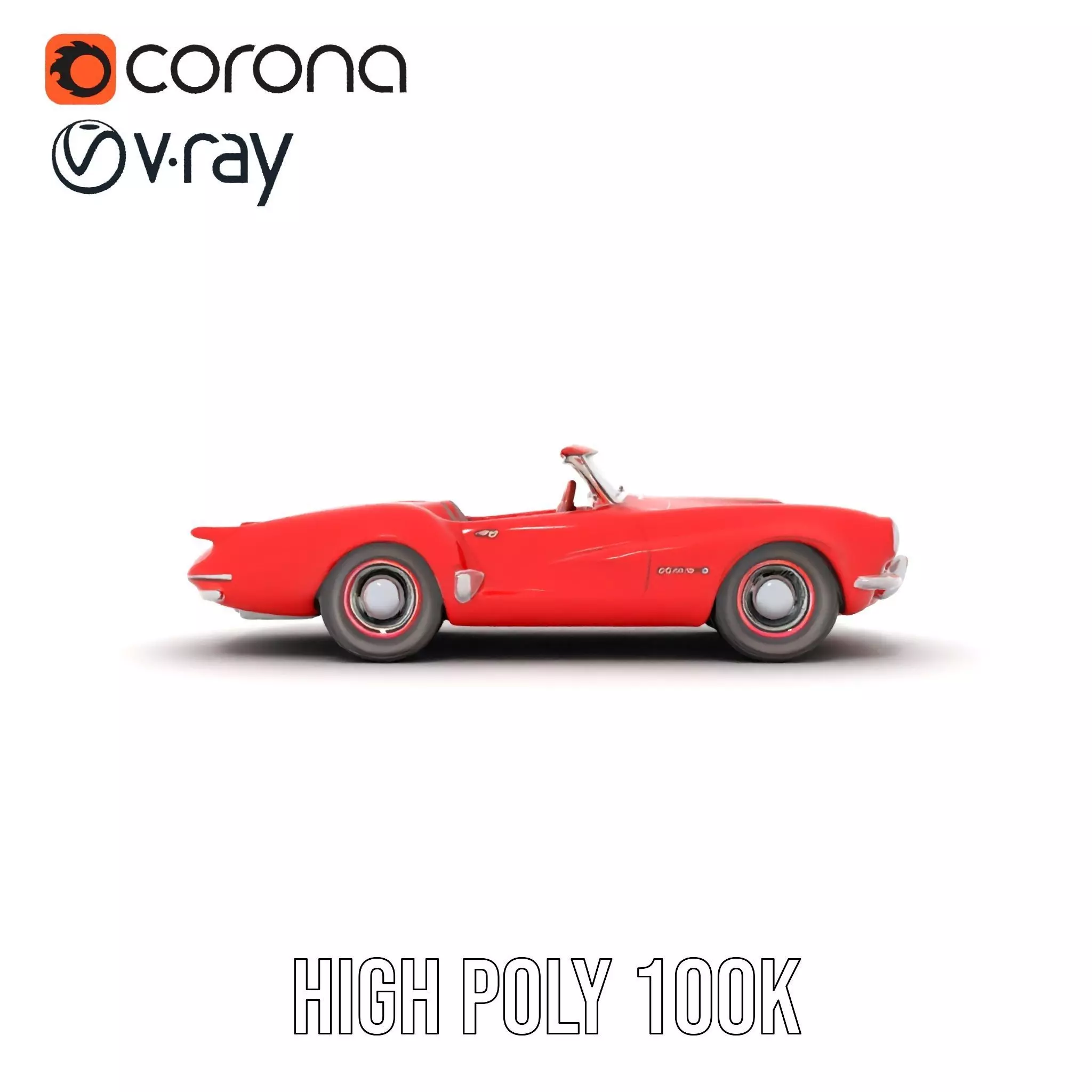 Classic Red Convertible model pack Low-poly 3D model_32