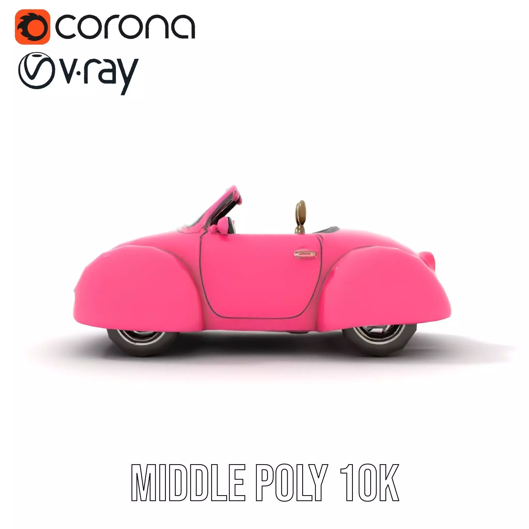 Pink Vintage Convertible model pack Low-poly 3D model_11