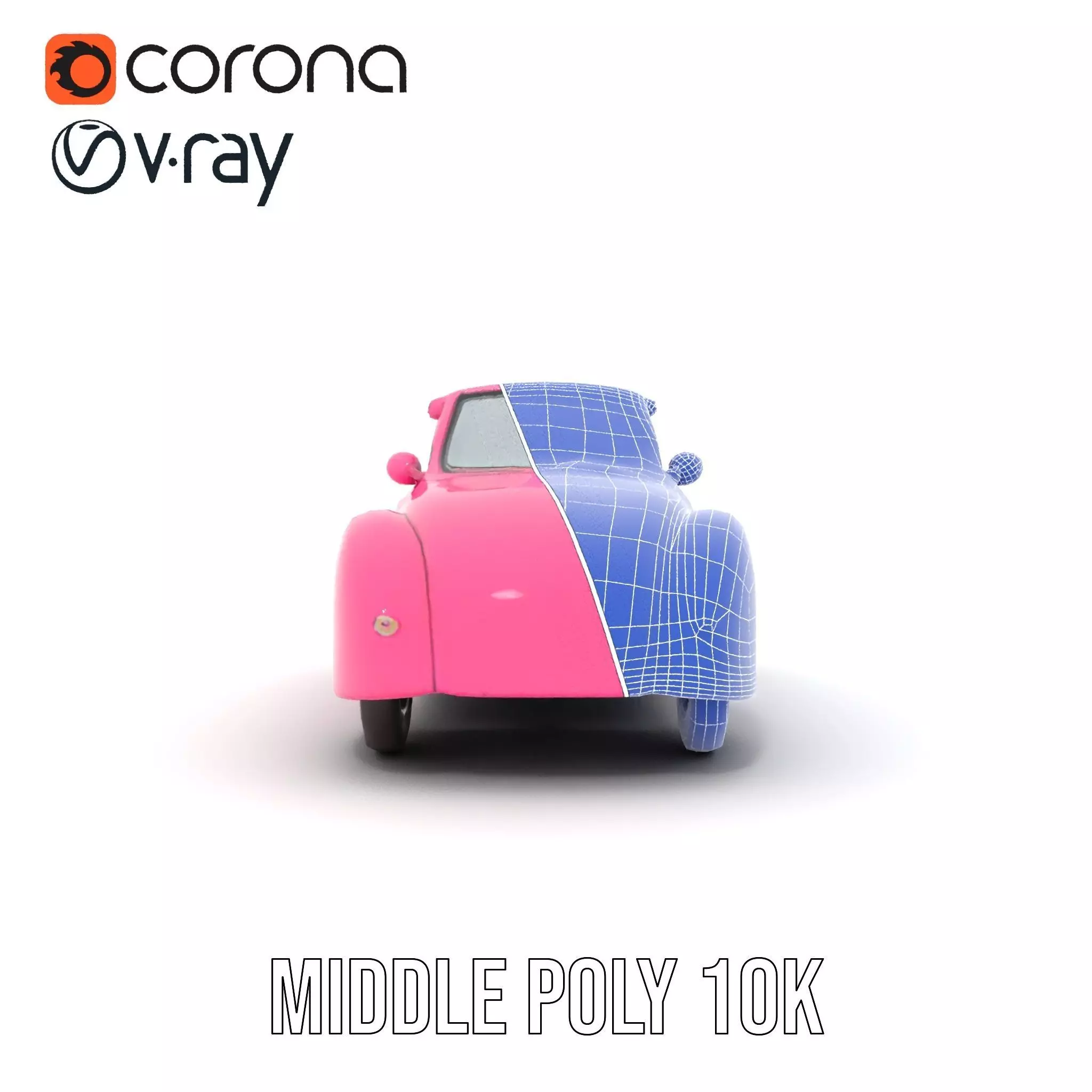 Pink Vintage Convertible model pack Low-poly 3D model_22