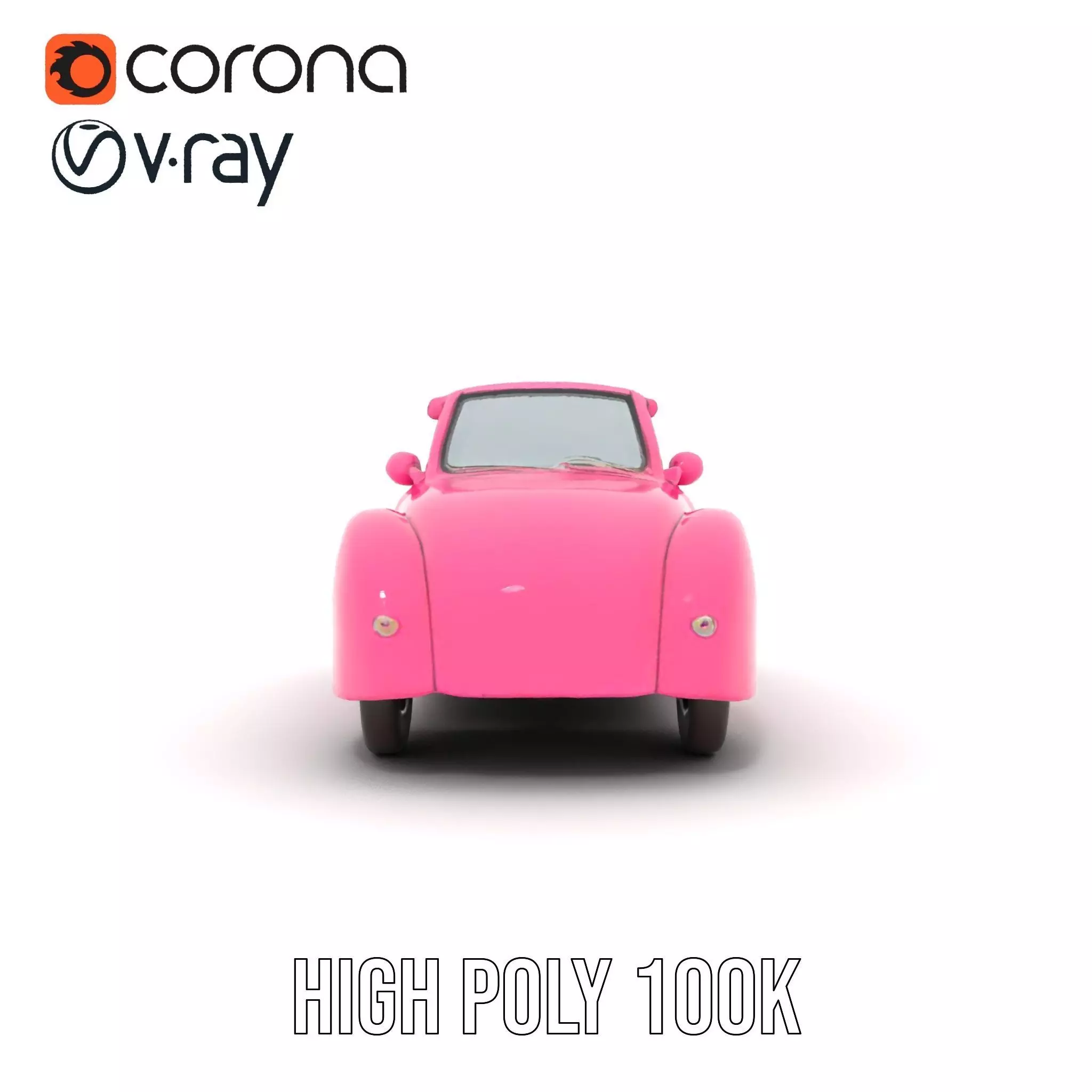 Pink Vintage Convertible model pack Low-poly 3D model_21