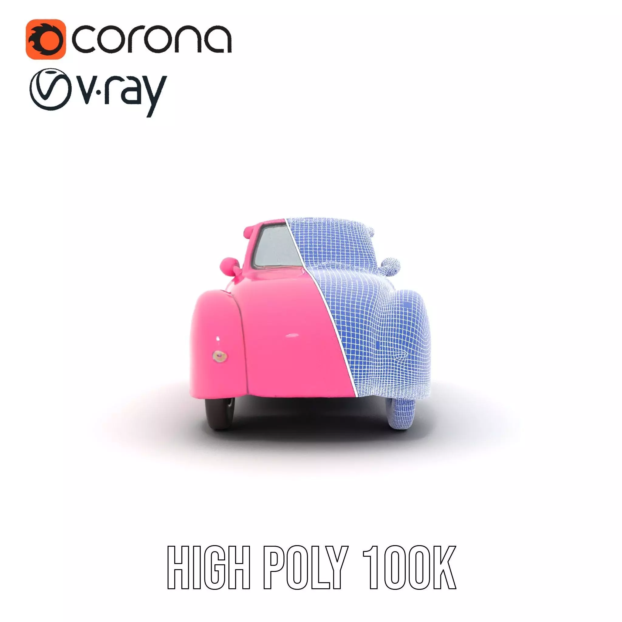 Pink Vintage Convertible model pack Low-poly 3D model_33