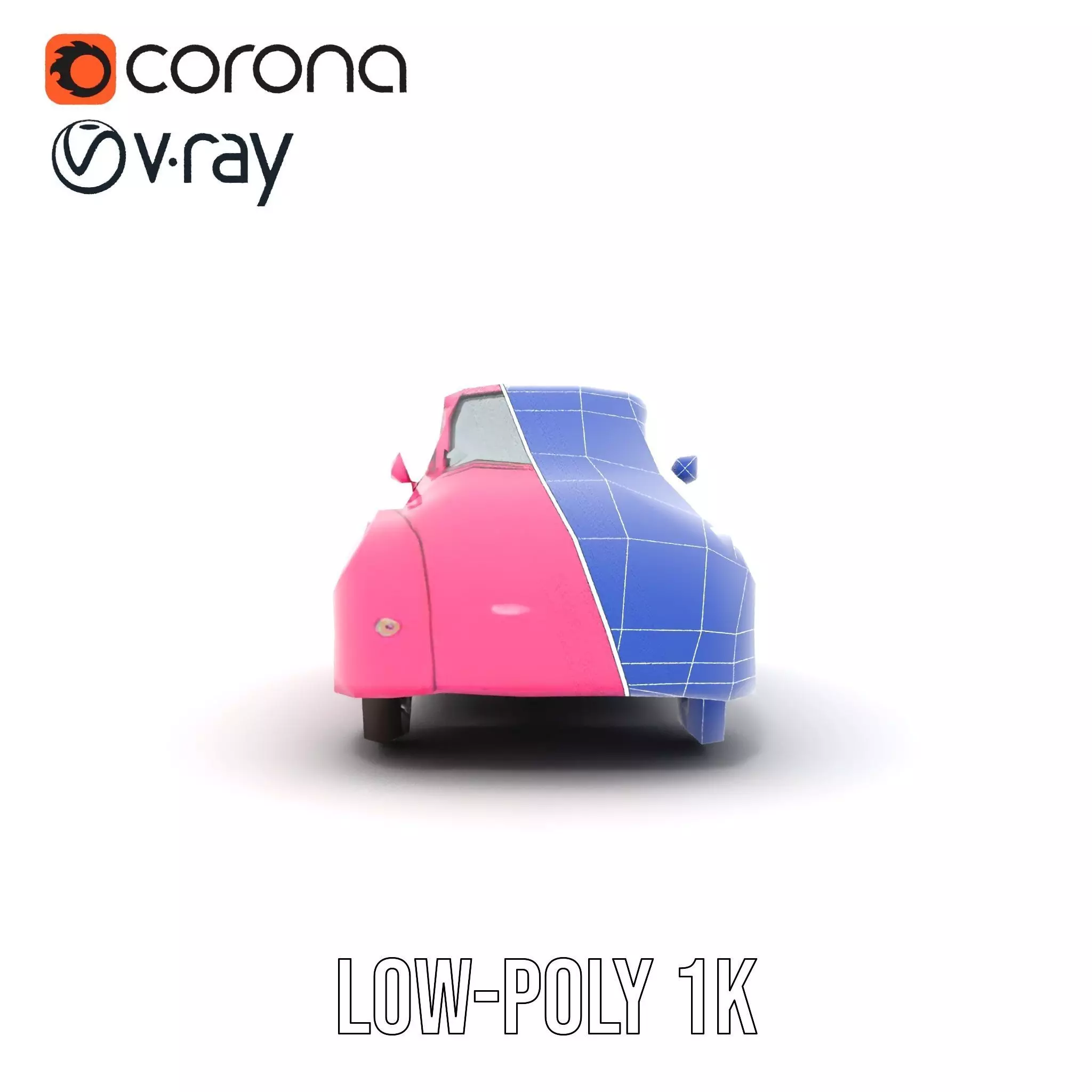 Pink Vintage Convertible model pack Low-poly 3D model_31