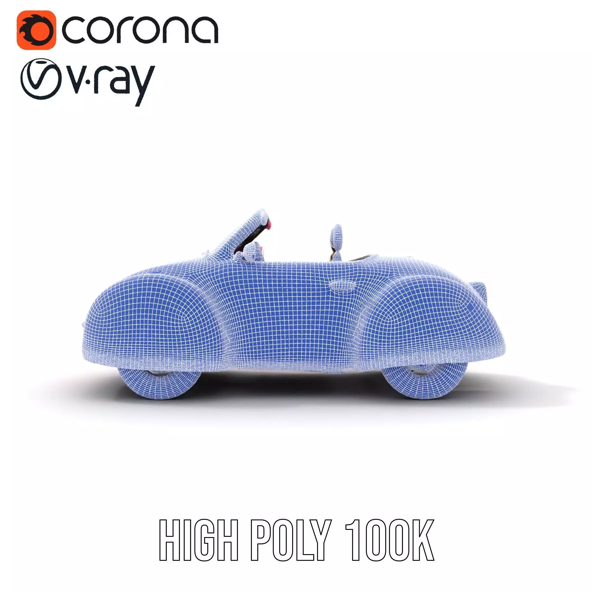 Pink Vintage Convertible model pack Low-poly 3D model_34