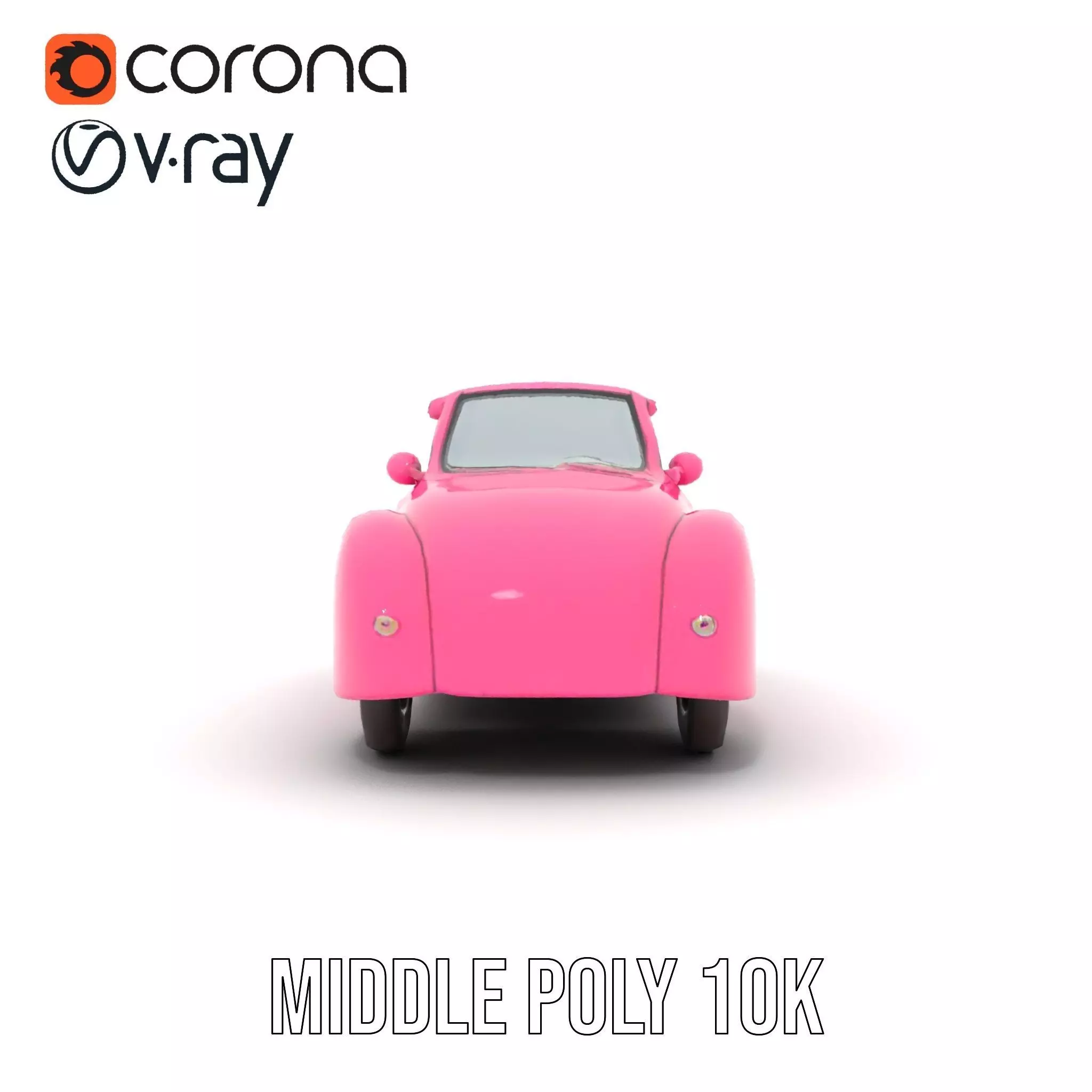 Pink Vintage Convertible model pack Low-poly 3D model_19