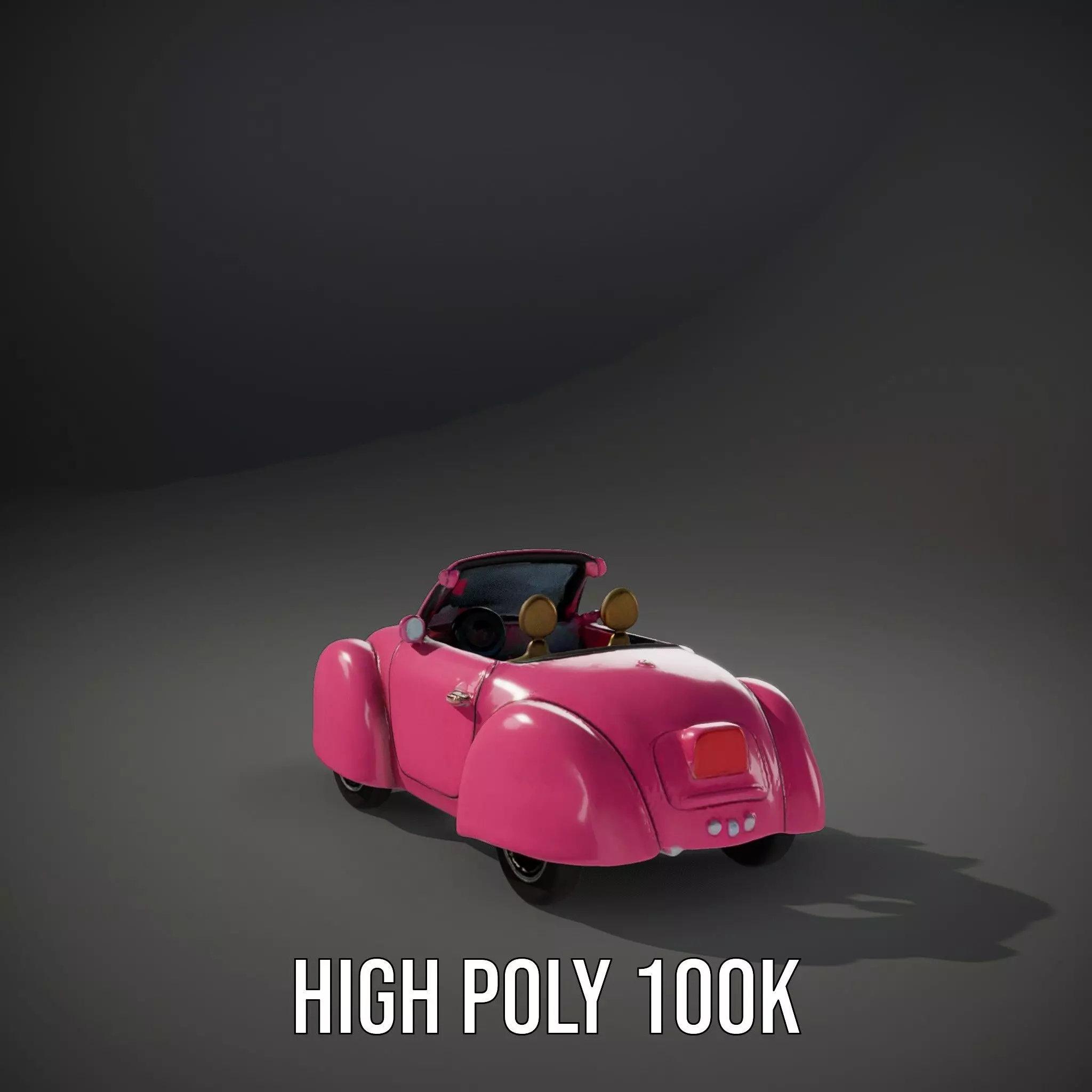 Pink Vintage Convertible model pack Low-poly 3D model_10