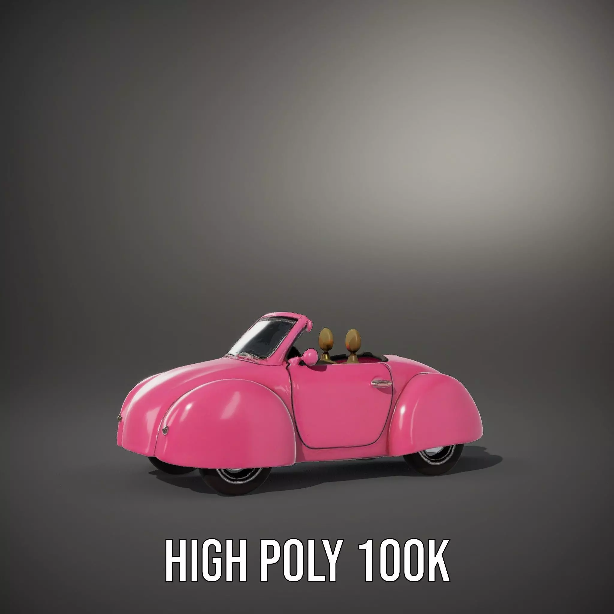 Pink Vintage Convertible model pack Low-poly 3D model_13
