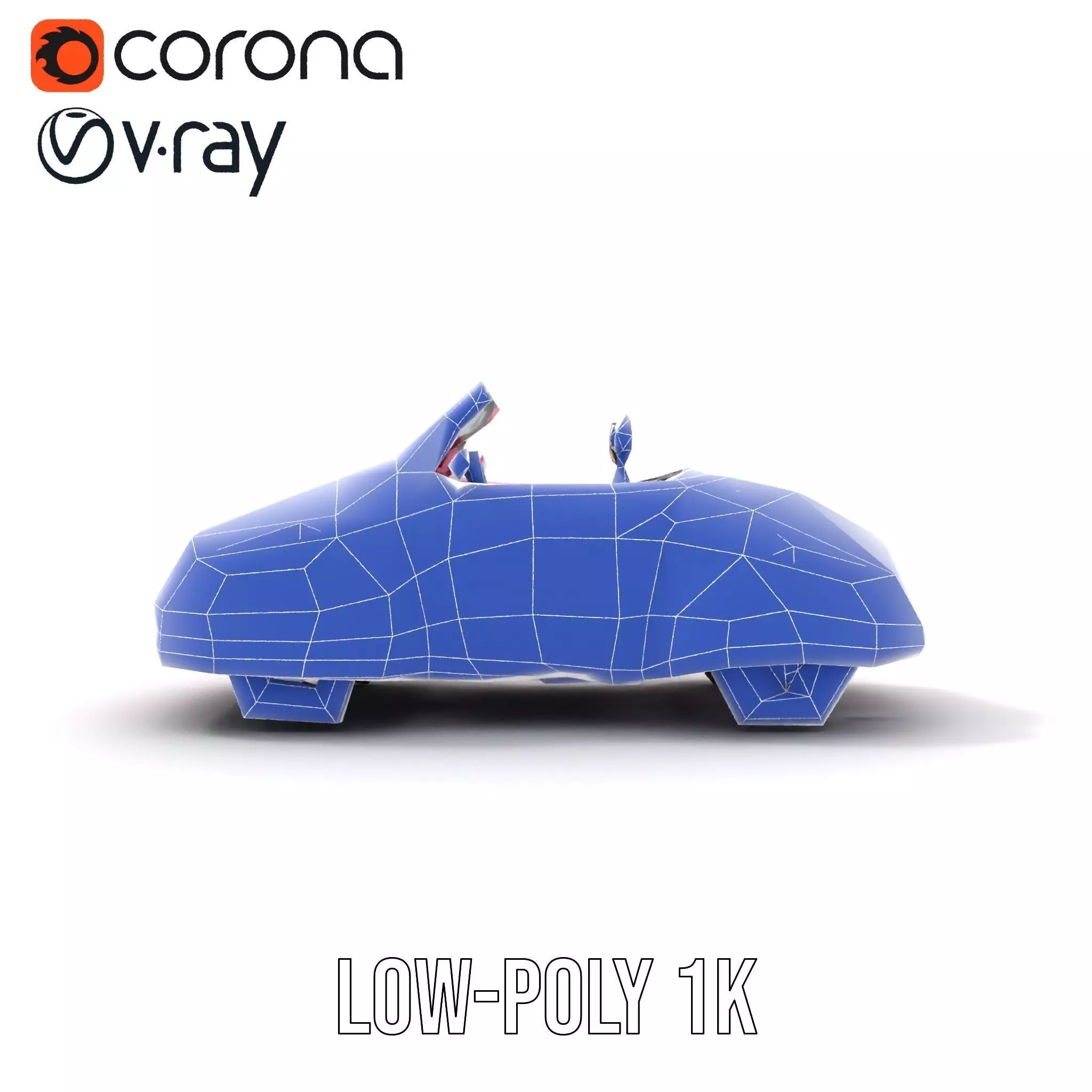 Pink Vintage Convertible model pack Low-poly 3D model_23