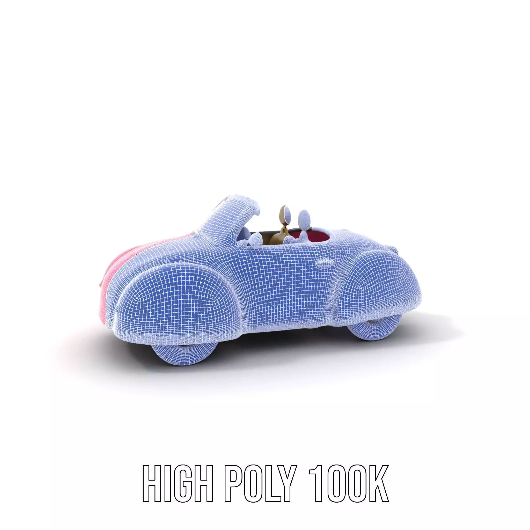 Pink Vintage Convertible model pack Low-poly 3D model_5