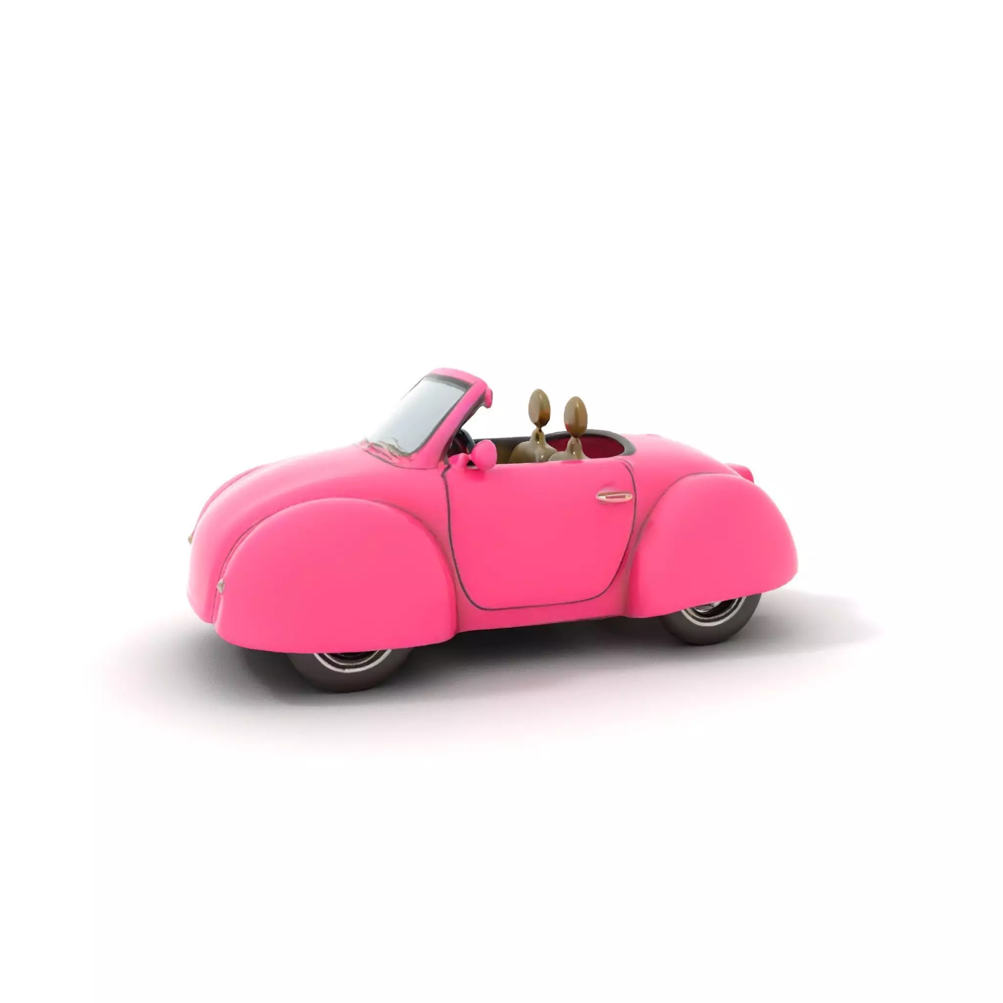 Pink Vintage Convertible model pack Low-poly 3D model_0