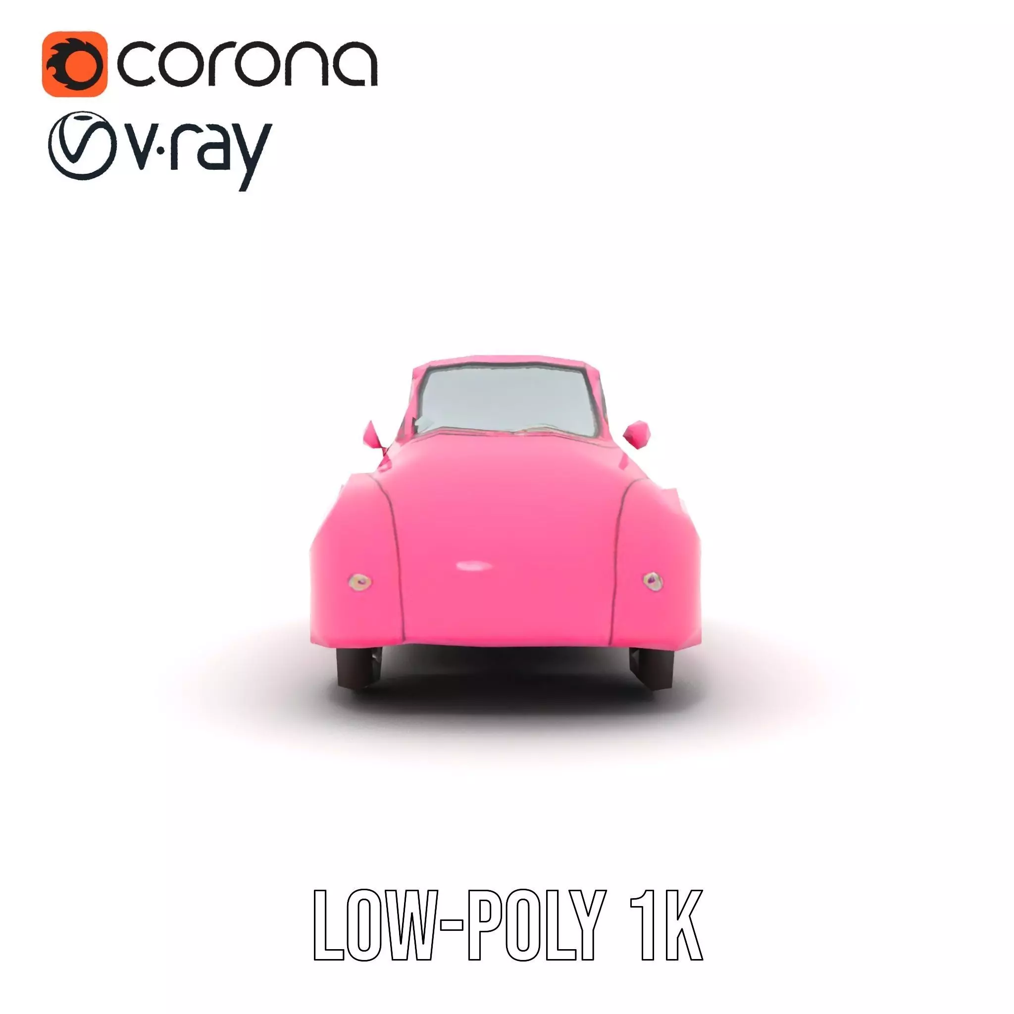 Pink Vintage Convertible model pack Low-poly 3D model_15