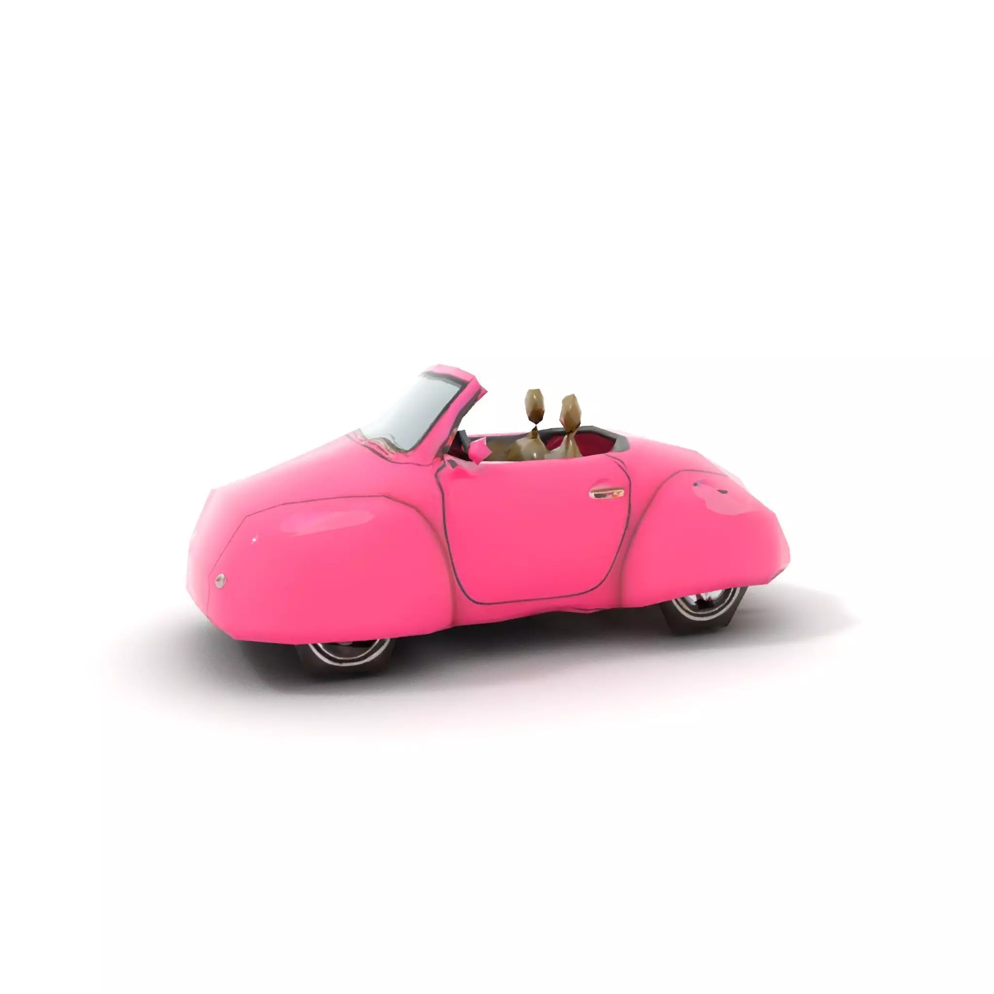 Pink Vintage Convertible model pack Low-poly 3D model_8