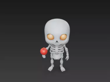 3D Model of Gray Skeleton Halloween Horror Character 3D print model_13