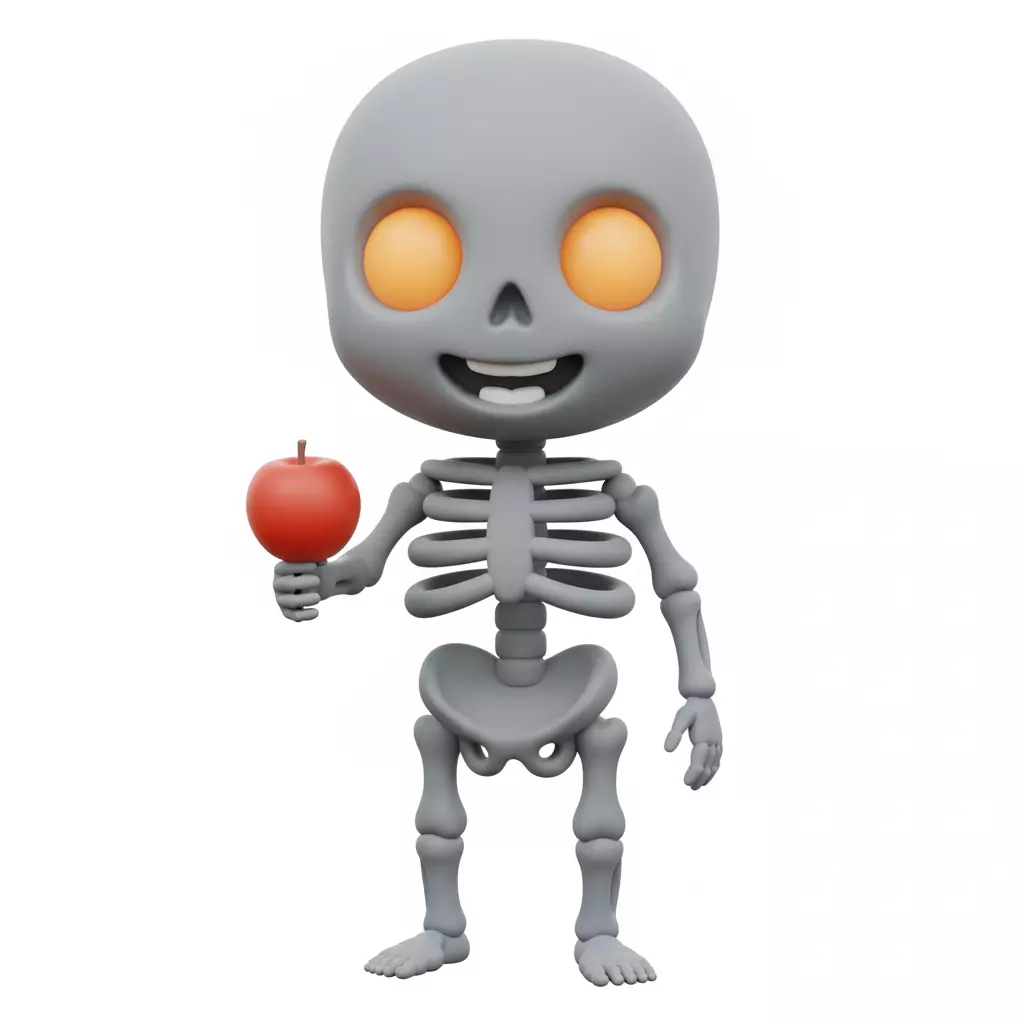 3D Model of Gray Skeleton Halloween Horror Character 3D print model_0