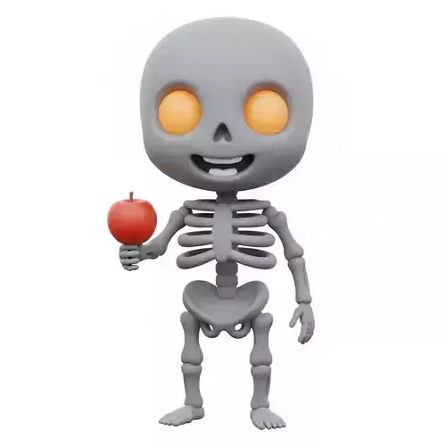 3D Model of Gray Skeleton Halloween Horror Character
