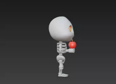 3D Model of Gray Skeleton Halloween Horror Character 3D print model_4