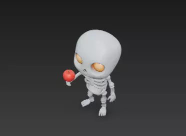3D Model of Gray Skeleton Halloween Horror Character 3D print model_17