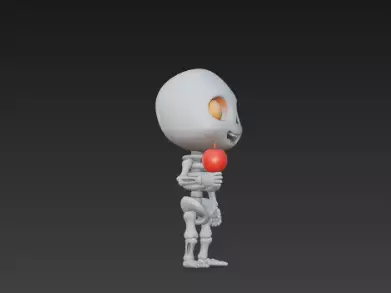 3D Model of Gray Skeleton Halloween Horror Character 3D print model_3