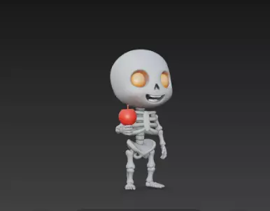 3D Model of Gray Skeleton Halloween Horror Character 3D print model_1