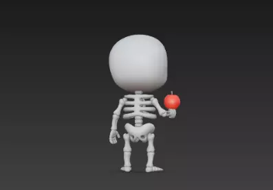 3D Model of Gray Skeleton Halloween Horror Character 3D print model_6