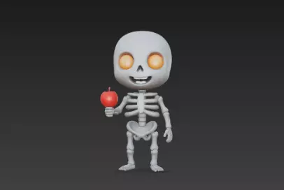 3D Model of Gray Skeleton Halloween Horror Character 3D print model_12