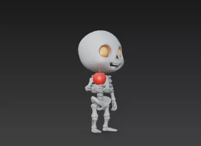 3D Model of Gray Skeleton Halloween Horror Character 3D print model_2