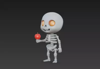 3D Model of Gray Skeleton Halloween Horror Character 3D print model_11