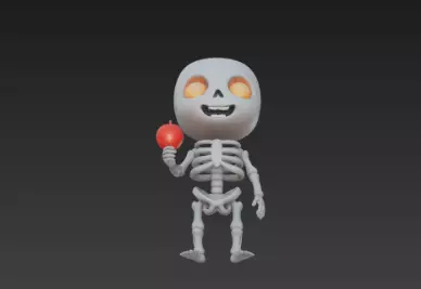 3D Model of Gray Skeleton Halloween Horror Character 3D print model_18