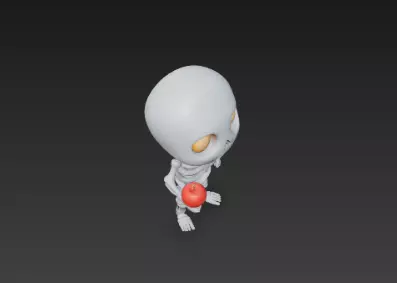 3D Model of Gray Skeleton Halloween Horror Character 3D print model_16